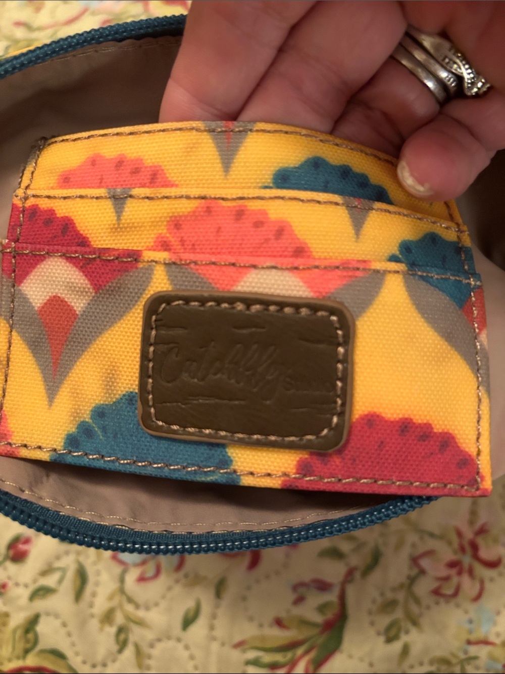 Yellow Patterned Wristlet Pouch - Unbranded - Picture 7 of 7